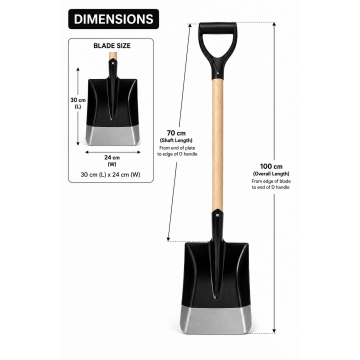 Heavy‑Duty Square Shovel 100 cm (Wooden Handle + Steel Blade)