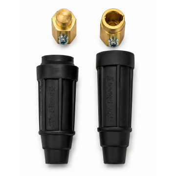 Heavy-Duty Inline Welding Cable Connector with Brass Contact & Rubber Insulated Housing